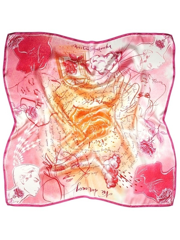 AD-500 Apaszka jedwabna Wis�awa Szymborska Nic dwa razy 88x88 cm